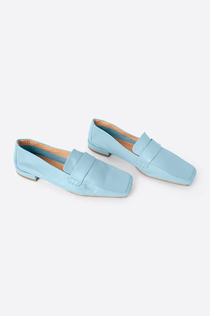 Leather Loafers - Sky