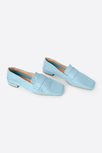 Leather Loafers - Sky