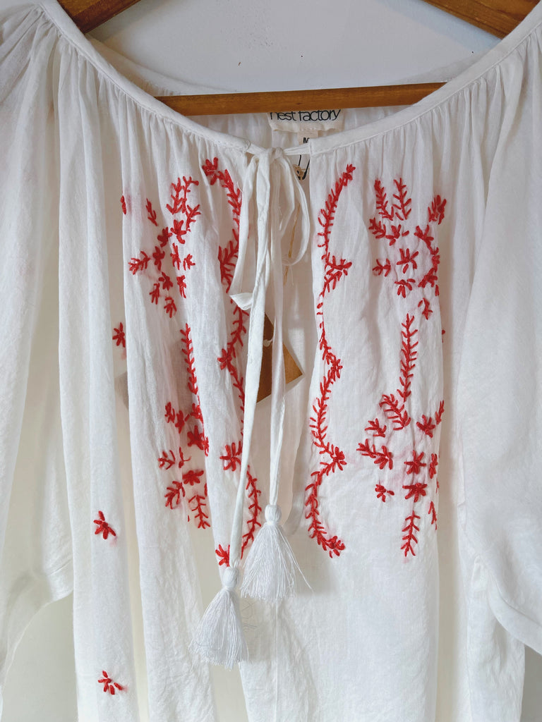 Embroidered Peasant Dress