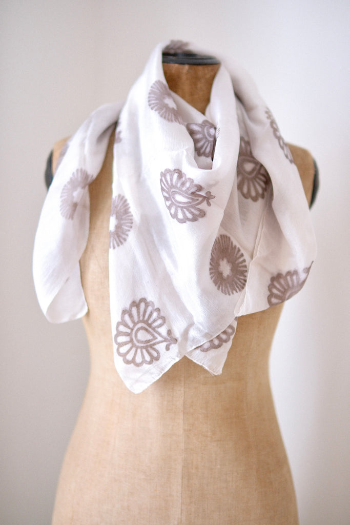 Silk Block Printed Bandana - isobel & cleo