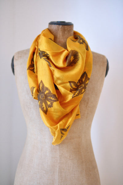 Silk Block Printed Bandana - isobel & cleo