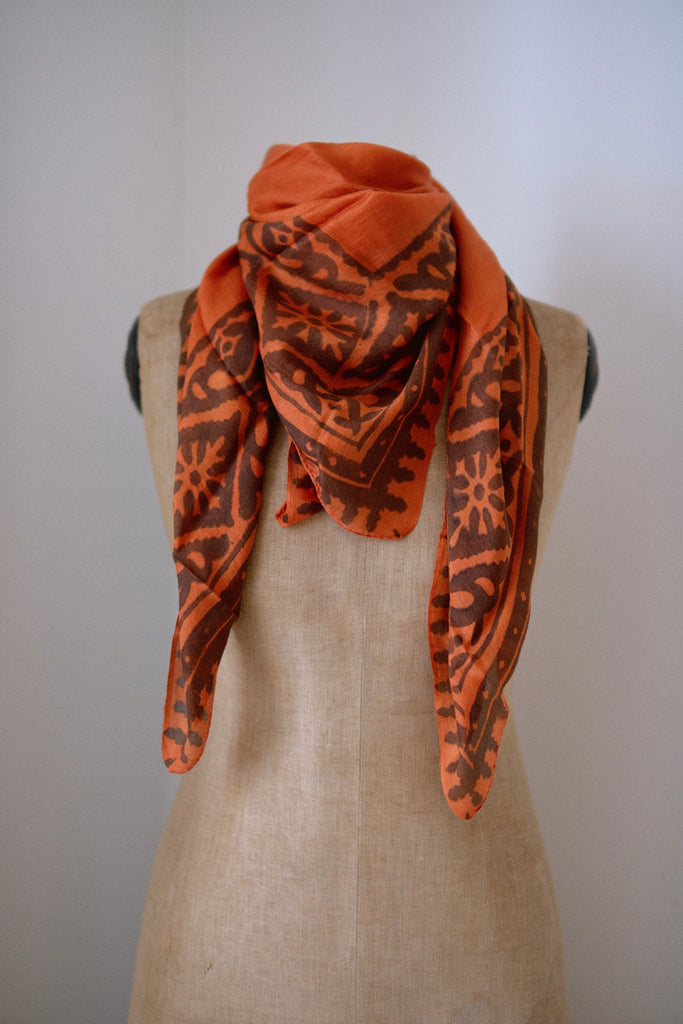 Silk Block Printed Bandana - isobel & cleo