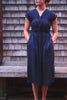 3-Tier Bias Cut Dress in Navy Blue Linen