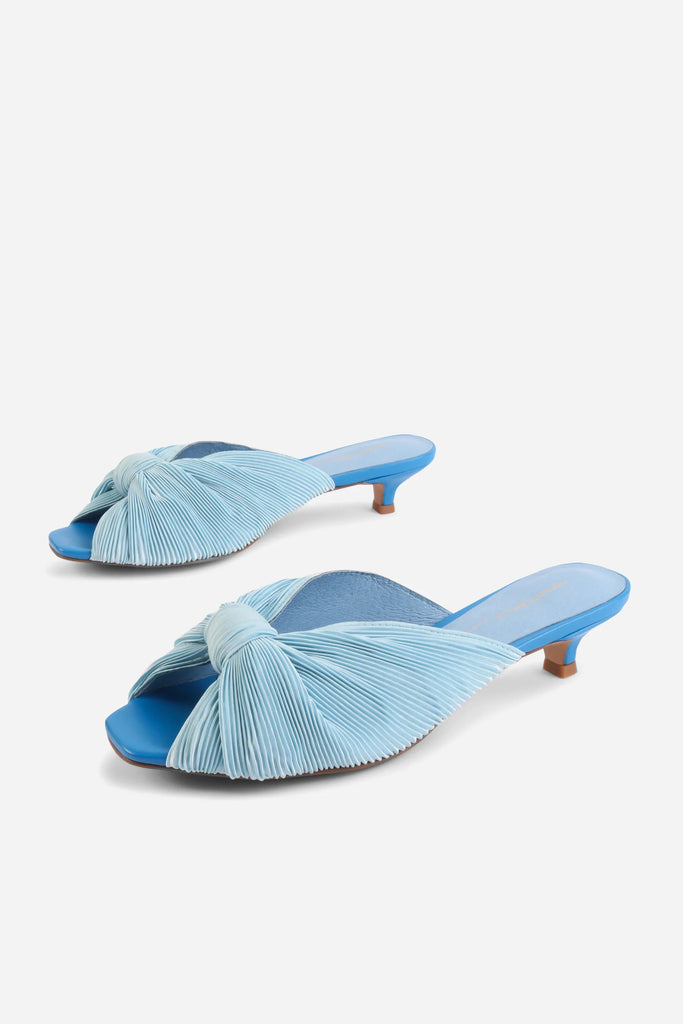 Pleated Kitten Heel - Sky