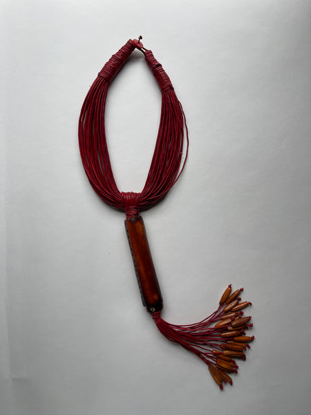 Leather and Shell Bead Necklace