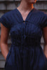 3-Tier Bias Cut Dress in Navy Blue Linen
