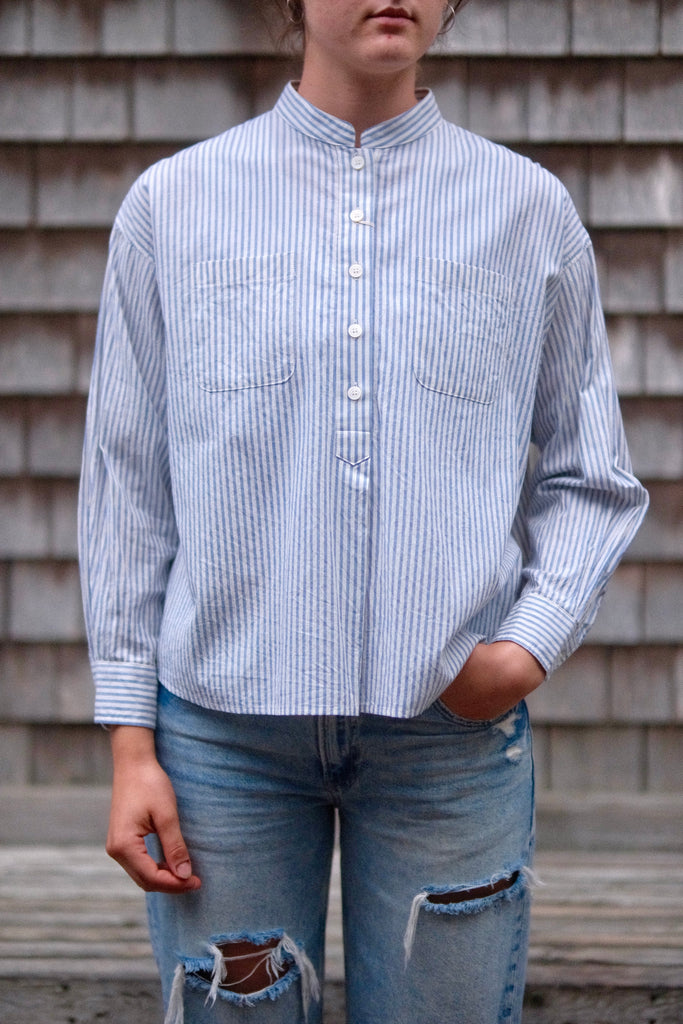 Mandarin Collared Shirt - Striped