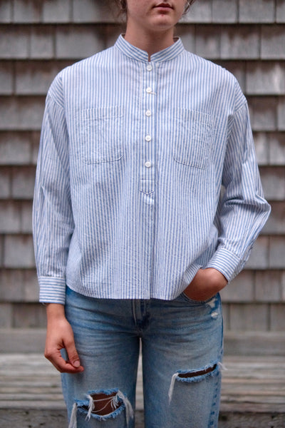 Mandarin Collared Shirt - Striped
