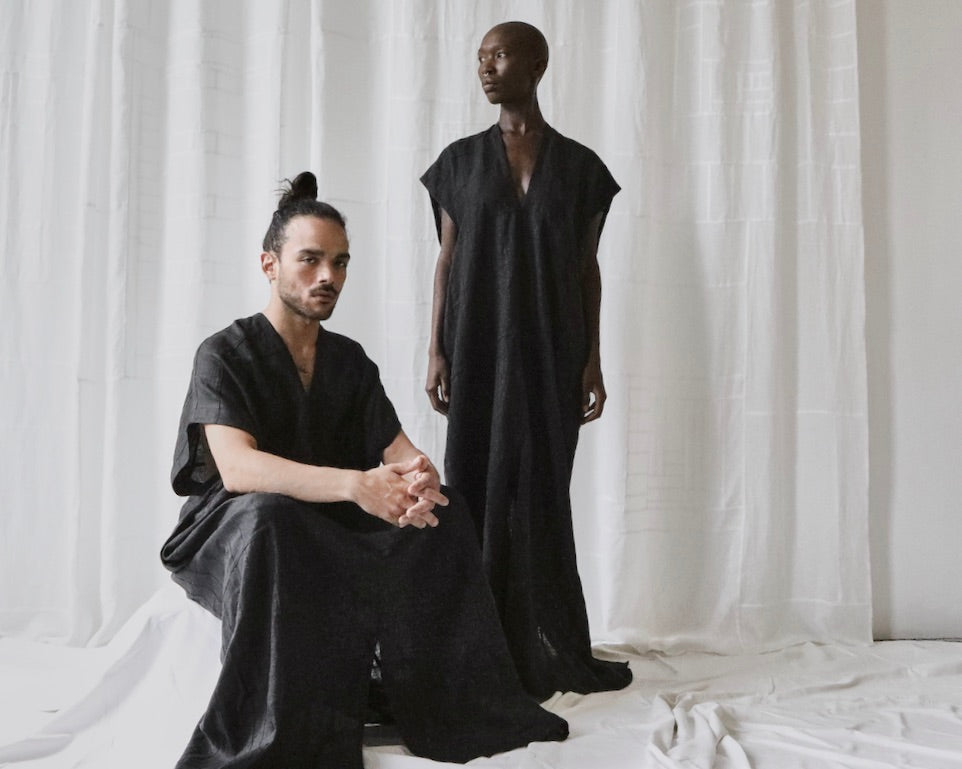 Black Linen Kaftan Dress isobel & cleo Black Linen Kaftan Dress isobel & cleo