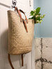 Woven Staw and Leather Backpack