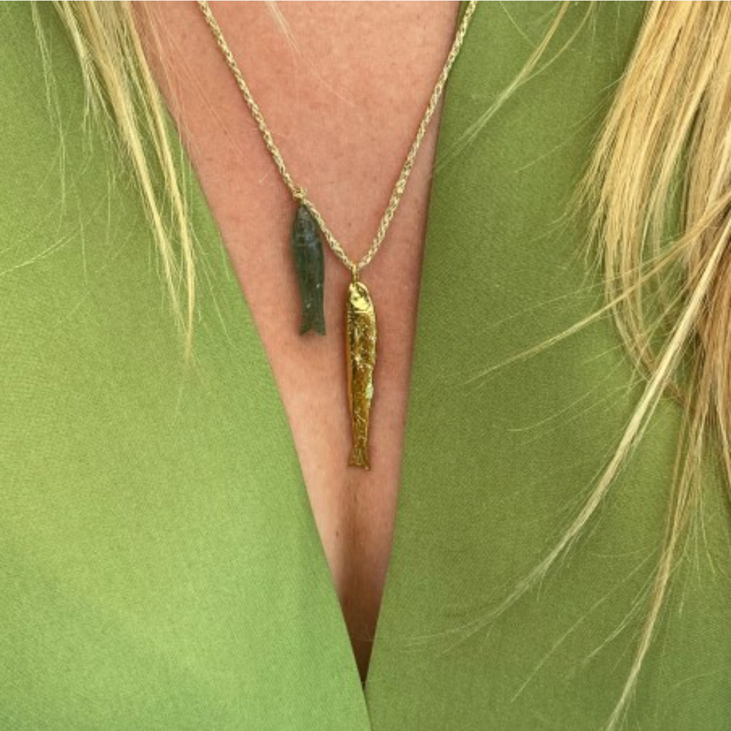 Salmon Duo Fish Pendant Necklace - isobel & cleo